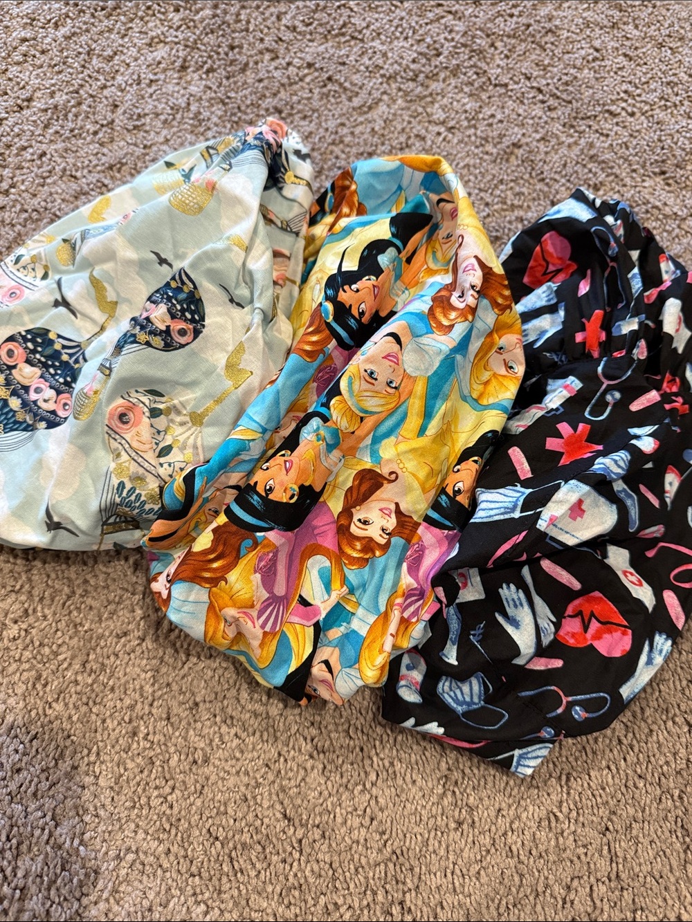 OR surgical caps (3) Bundle - Princess, hot air balloon, & Medical Prints